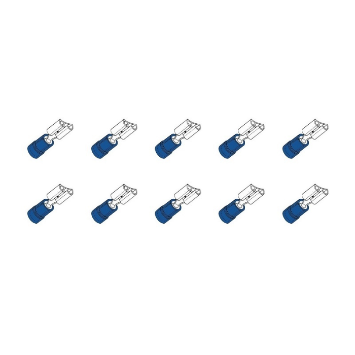 EGT 10 STUKS KABELSCHOEN VLAKFEMALE 6,3 BLAUW