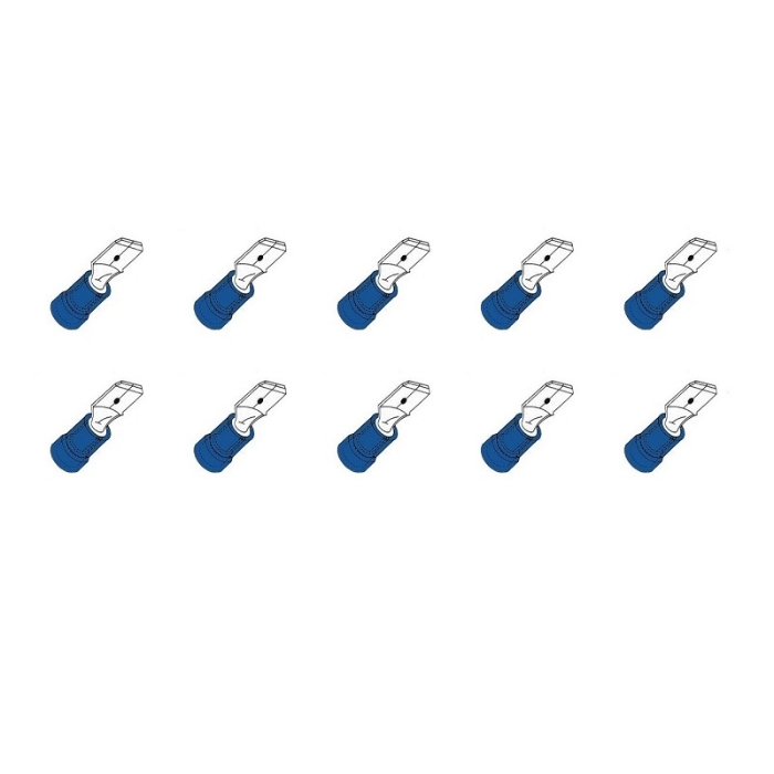EGT 10 STUKS KABELSCHOEN VLAK MALE 6,3 BLAUW