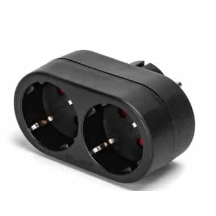 AIGO VERLOOPSTEKKER DUO 2X RA HORIZONTAAL ZWART