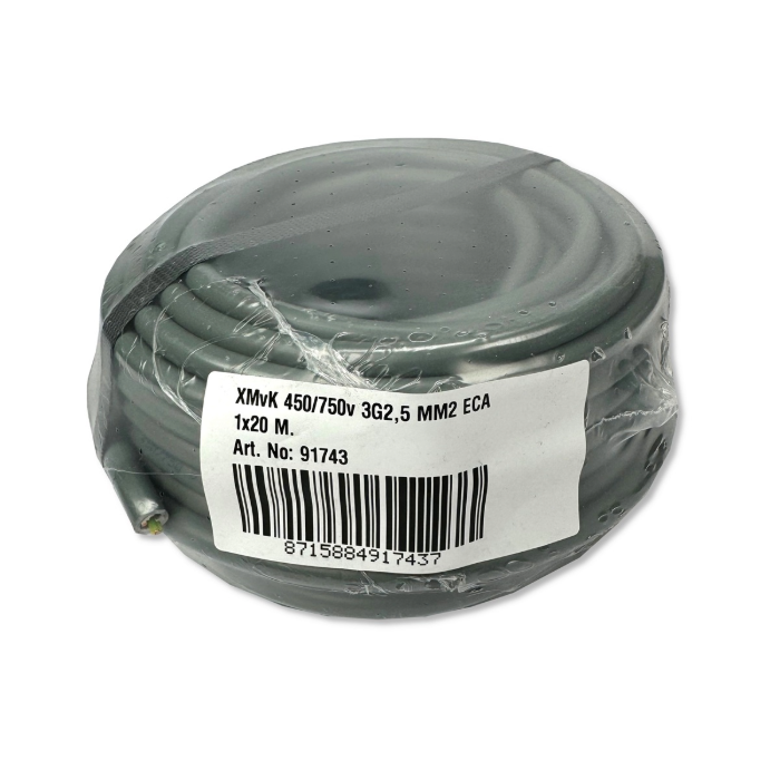 EGT 20 METER XMVK KABEL 3X2,5-QMM GRIJS