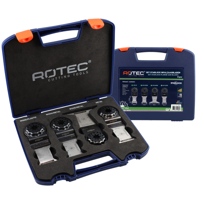 Rotec 8 delig Starlock multitoolzaagbladen set type '517' voor hout en metaal