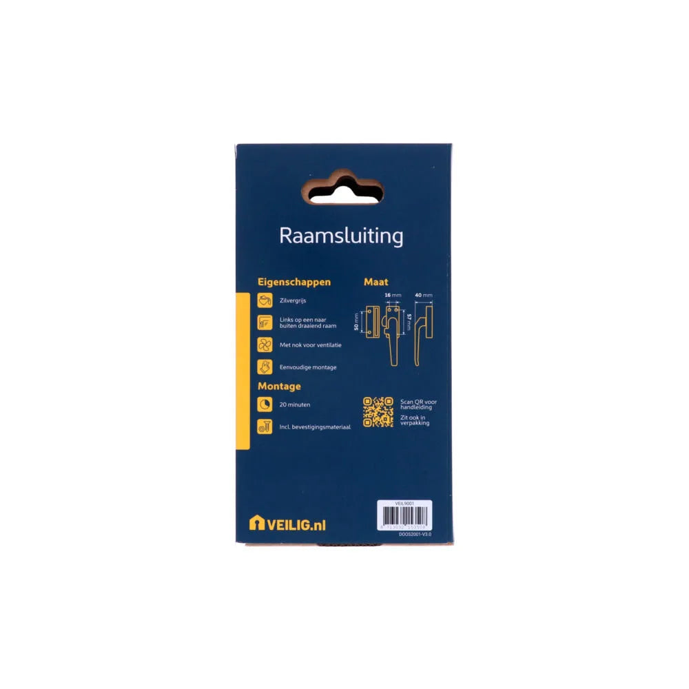 Veilig raamsluiting standaard rechts grijs