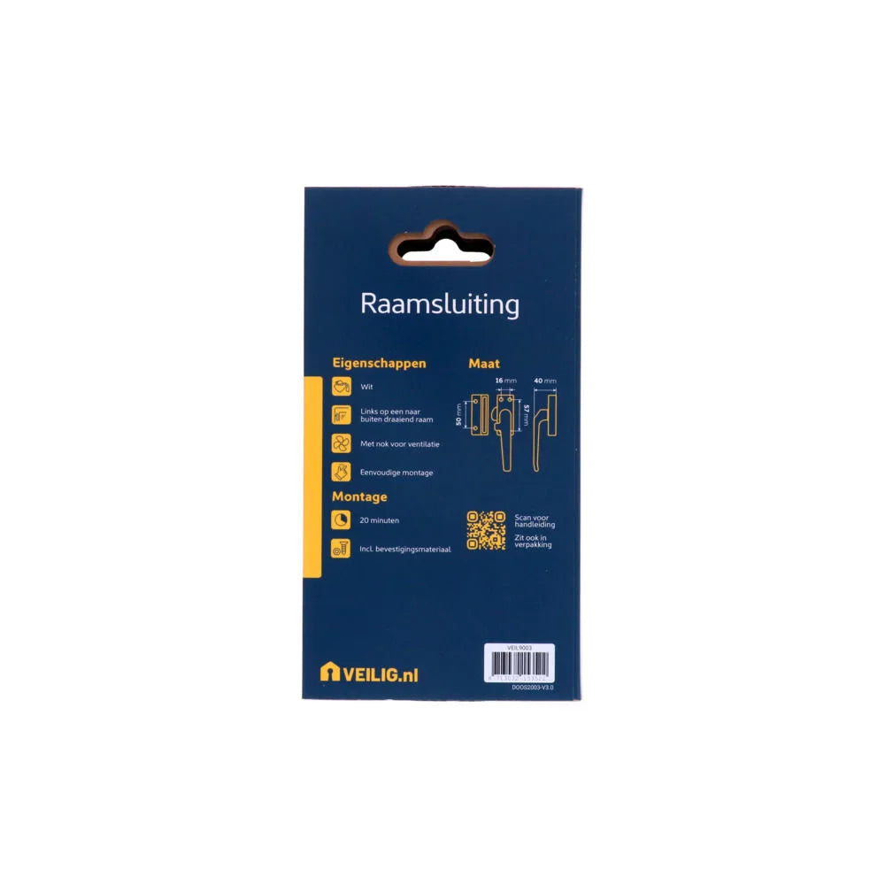 Veilig raamsluiting standaard rechts wit