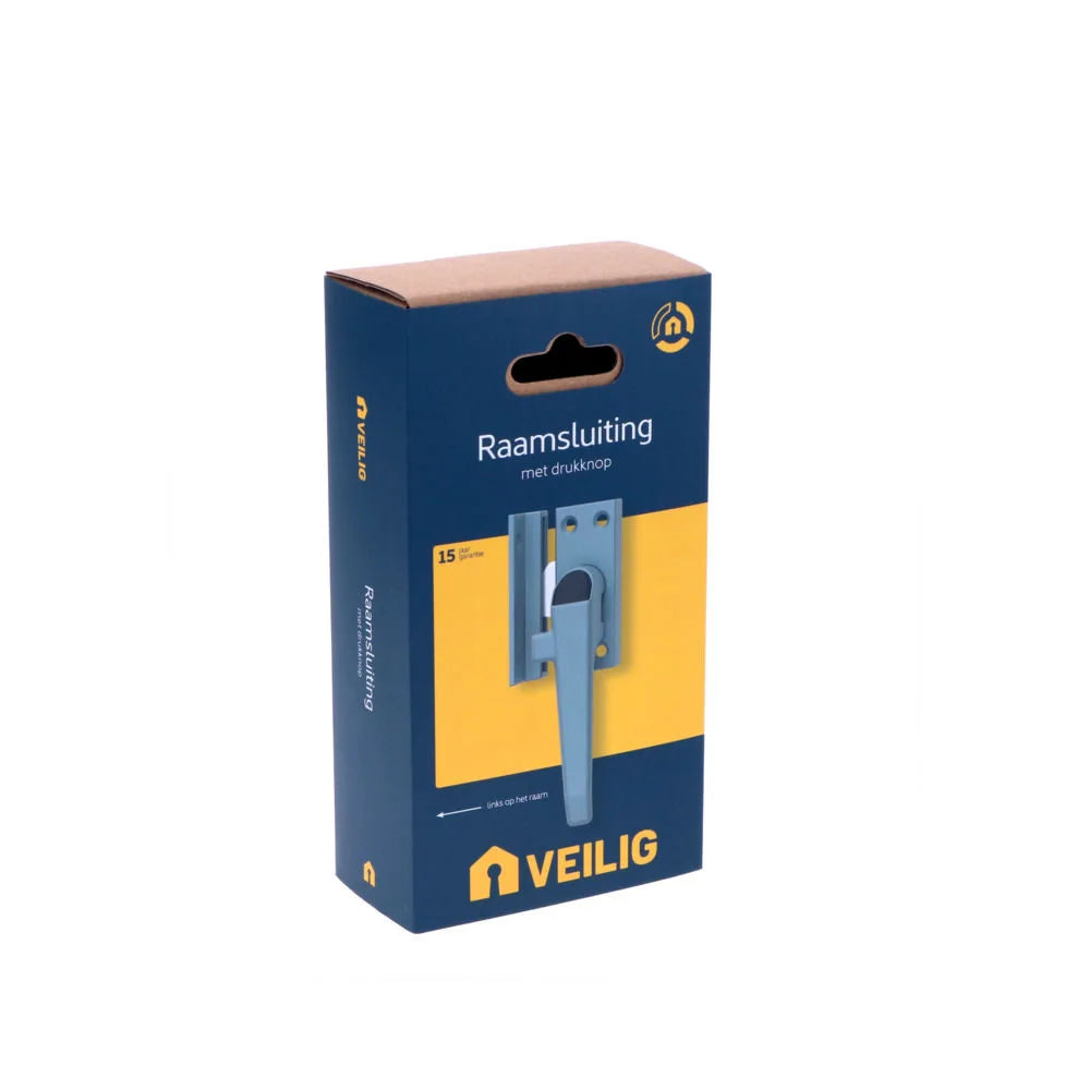 Veilig raamsluiting met drukknop rechts grijs