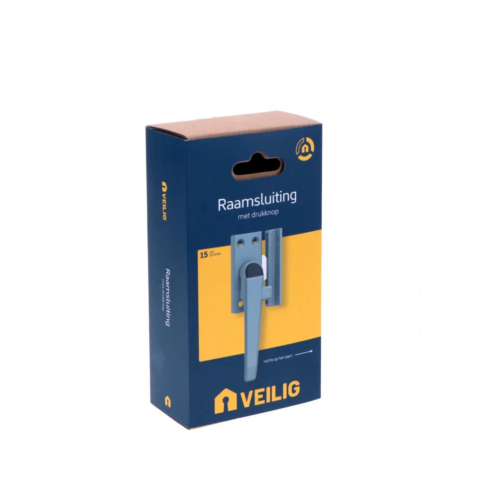 Veilig raamsluiting met drukknop links grijs