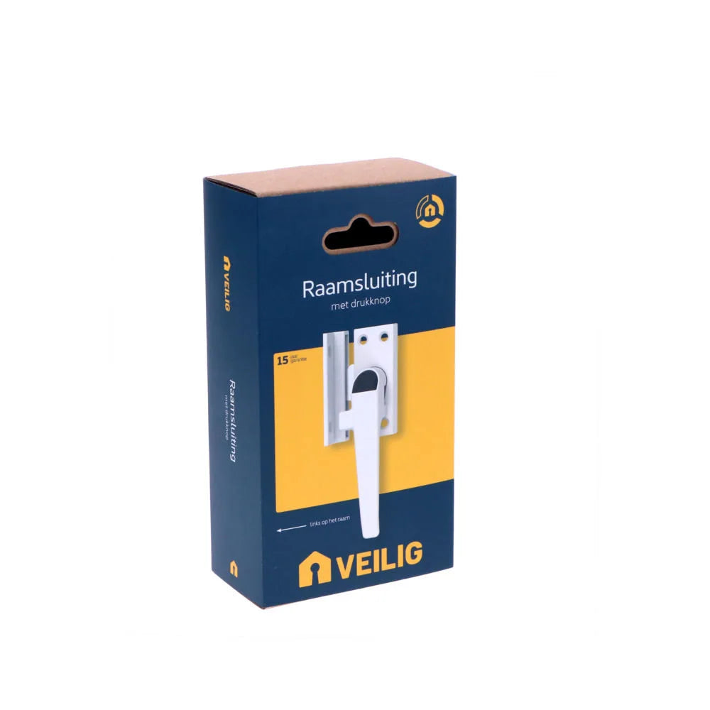 Veilig raamsluiting met drukknop rechts wit