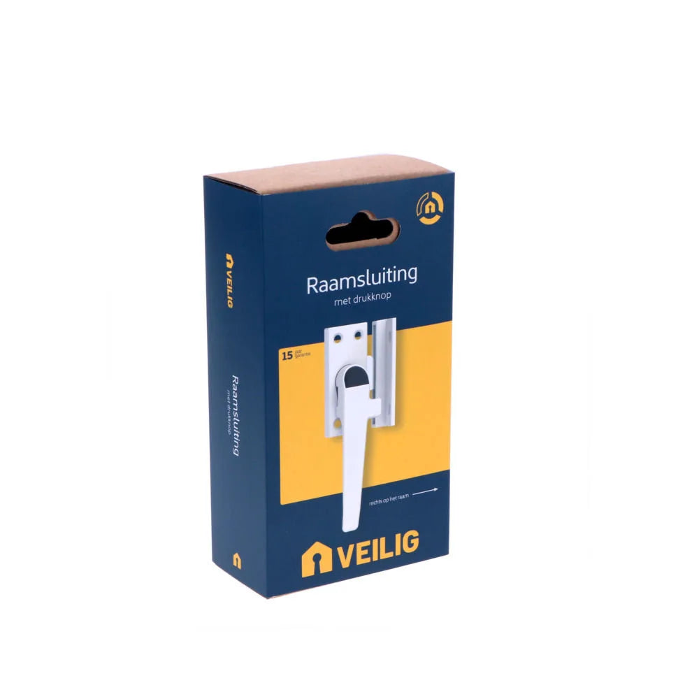 Veilig raamsluiting met drukknop links wit