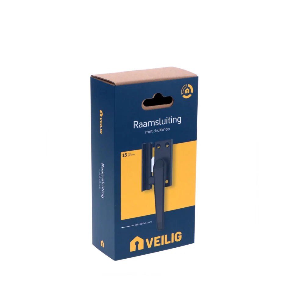 Veilig raamsluiting met drukknop rechts zwart