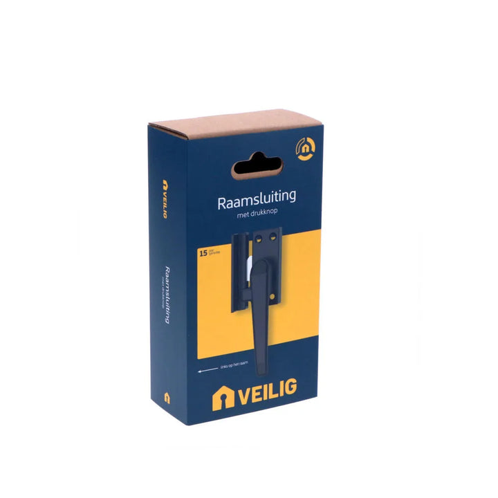 Veilig raamsluiting met drukknop rechts zwart