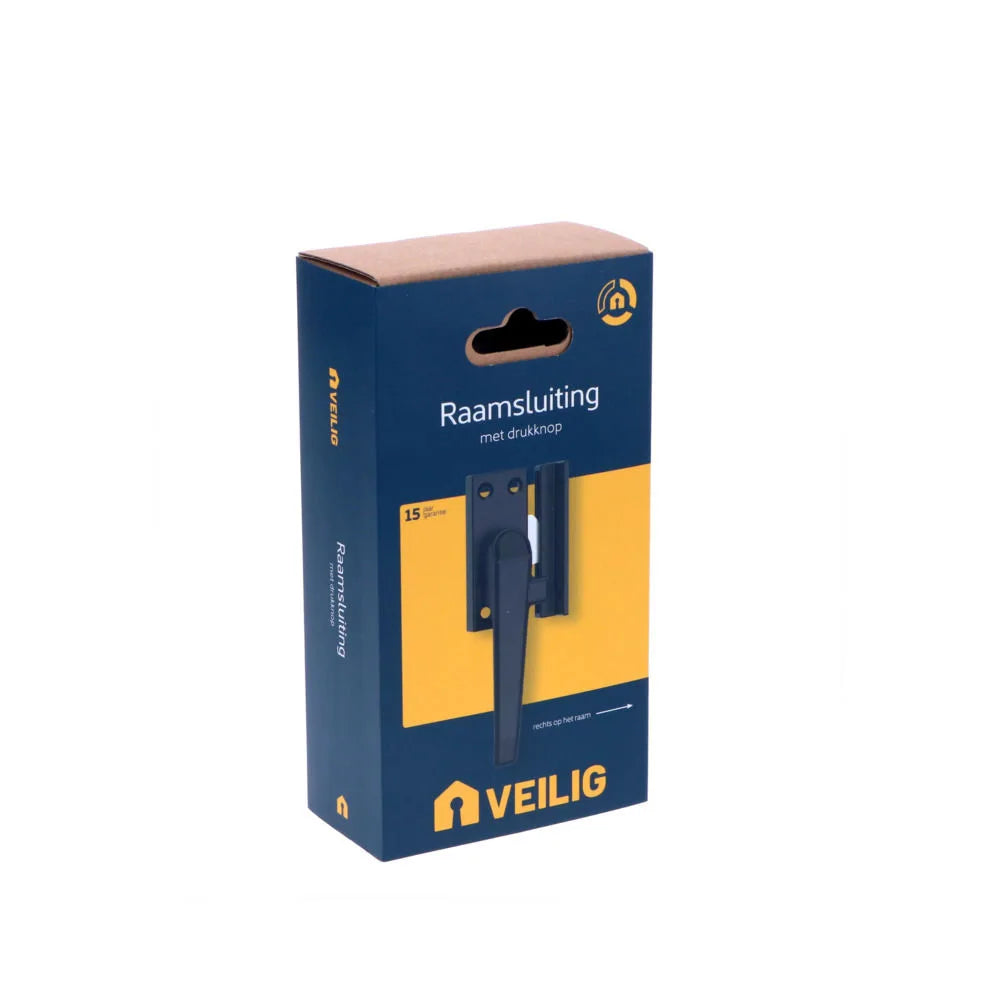 Veilig raamsluiting met drukknop links zwart
