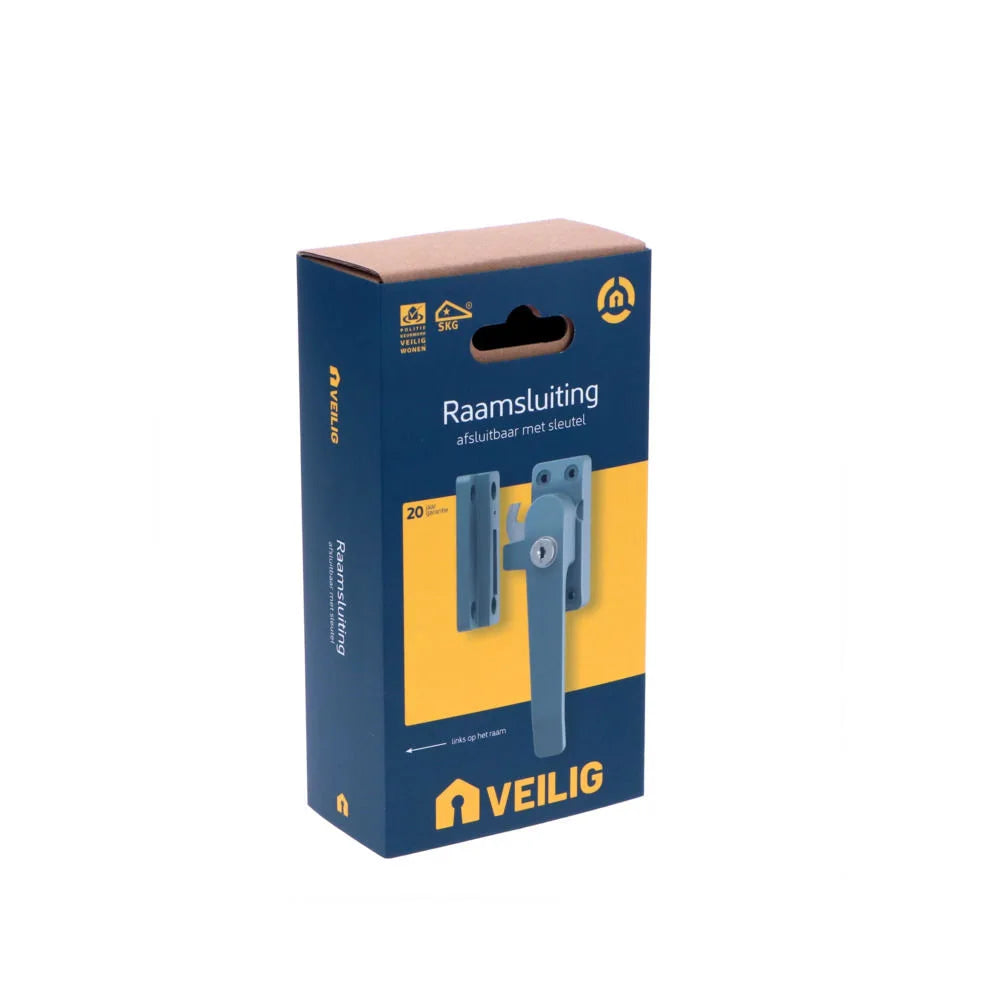 Veilig raamsluiting afsluitbaar met sleutel SKG* rechts grijs