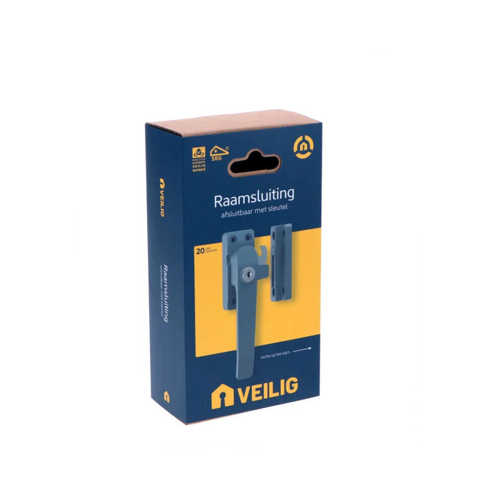 Veilig raamsluiting afsluitbaar met sleutel SKG* links grijs