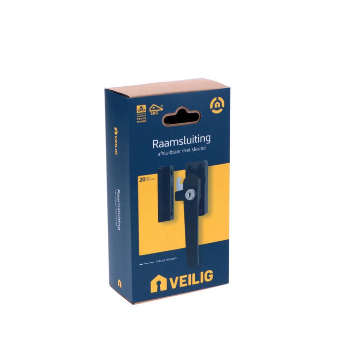 Veilig raamsluiting afsluitbaar met sleutel SKG* rechts zwart
