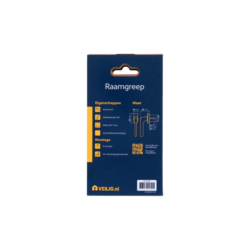 Veilig raamgreep draaikiep alu.