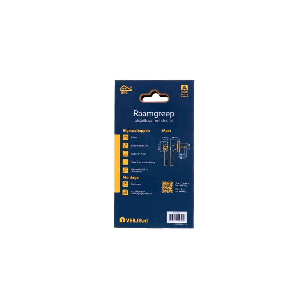 Veilig raamgreep draaikiep afsluitbaar SKG** zwart