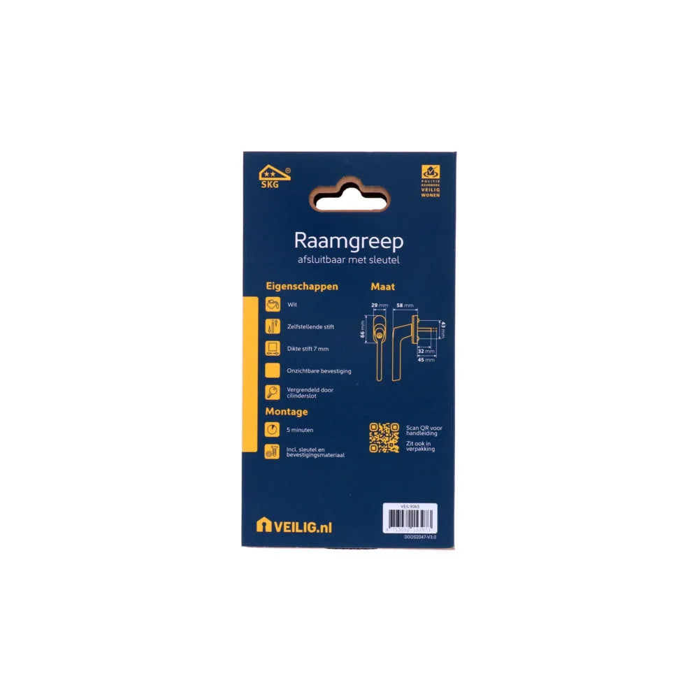 Veilig raamgreep draaikiep afsluitbaar SKG** wit