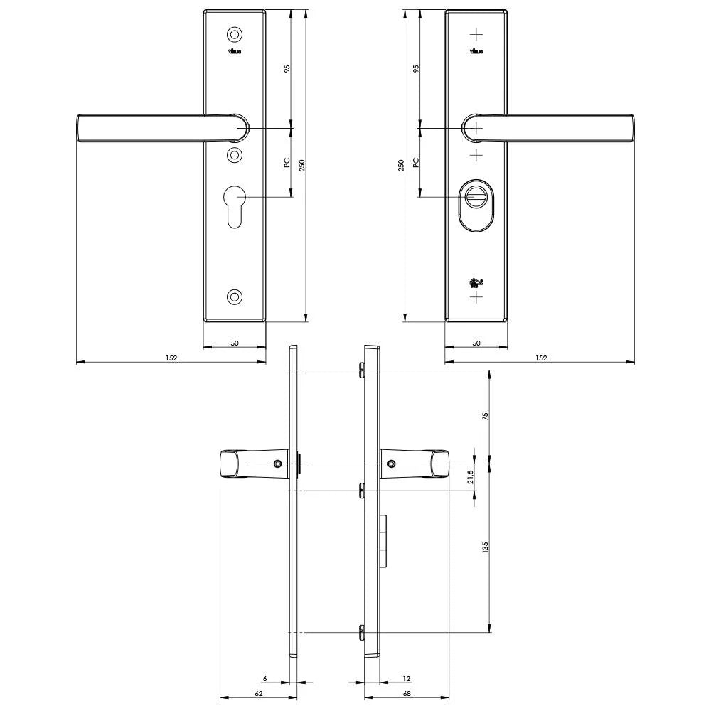 Veilig Veiligheidsbeslag 2200/2300 50 mm SKG*** kerntrek Zwart rechthoekig