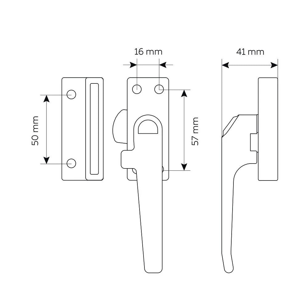 Veilig raamsluiting met drukknop links wit