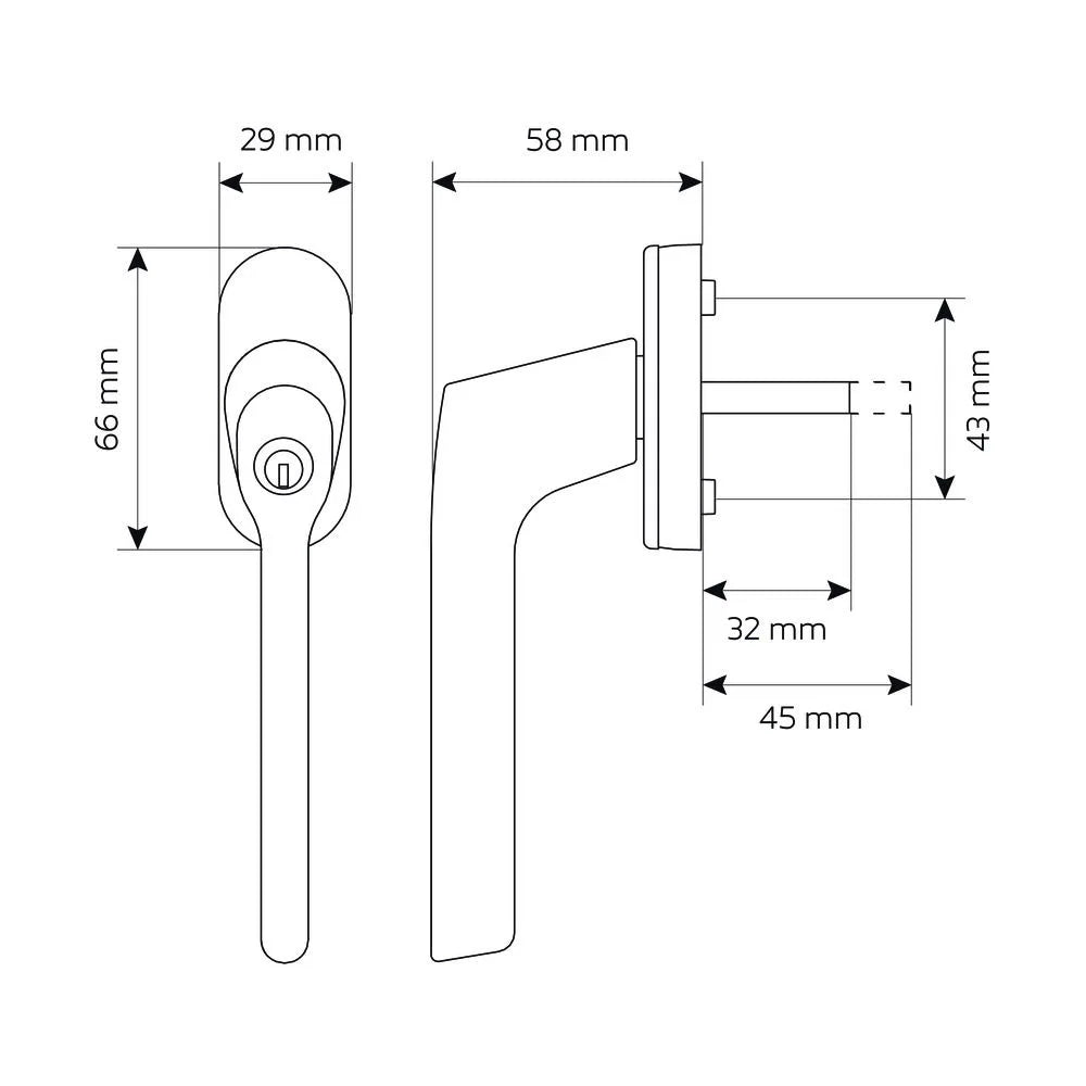Veilig raamgreep draaikiep afsluitbaar SKG** alu.