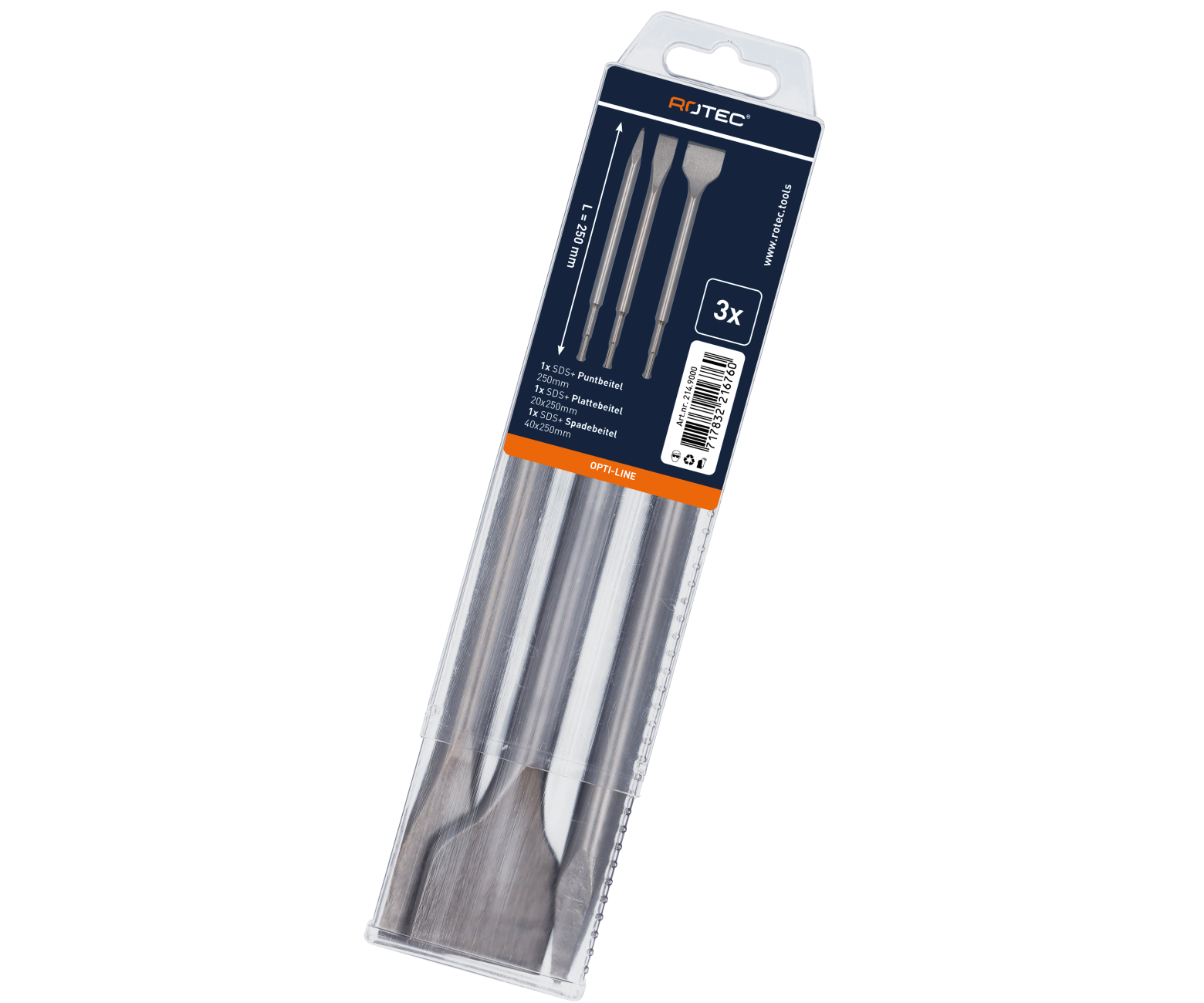 Rotec SDS-plus 3-delig beitelset lang type '214'