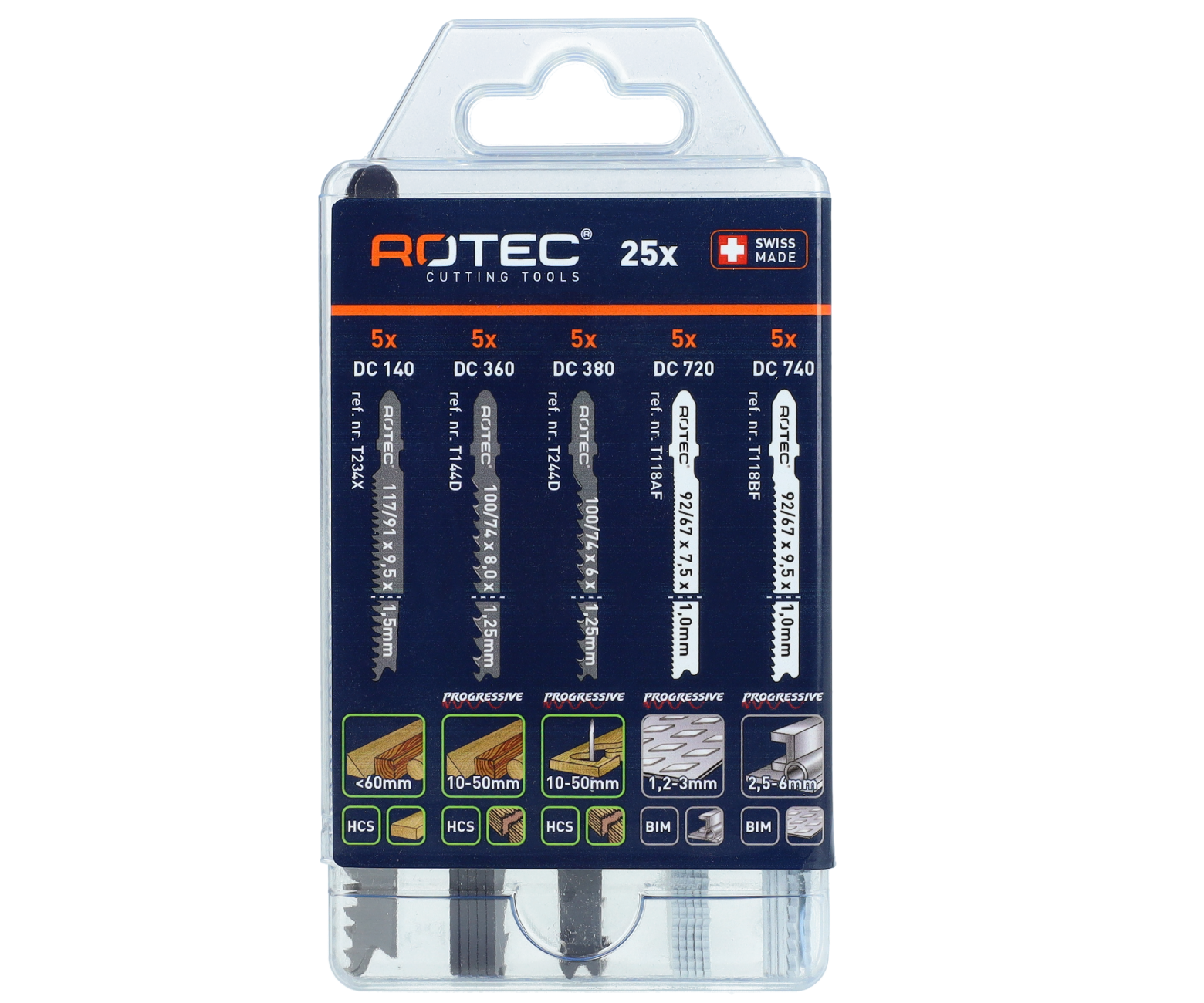 Rotec 25 delig (5x5) decoupeerzaagbladen-set type '520'
