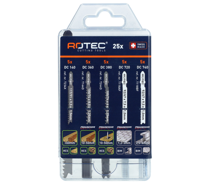 Rotec 25 delig (5x5) decoupeerzaagbladen-set type '520'