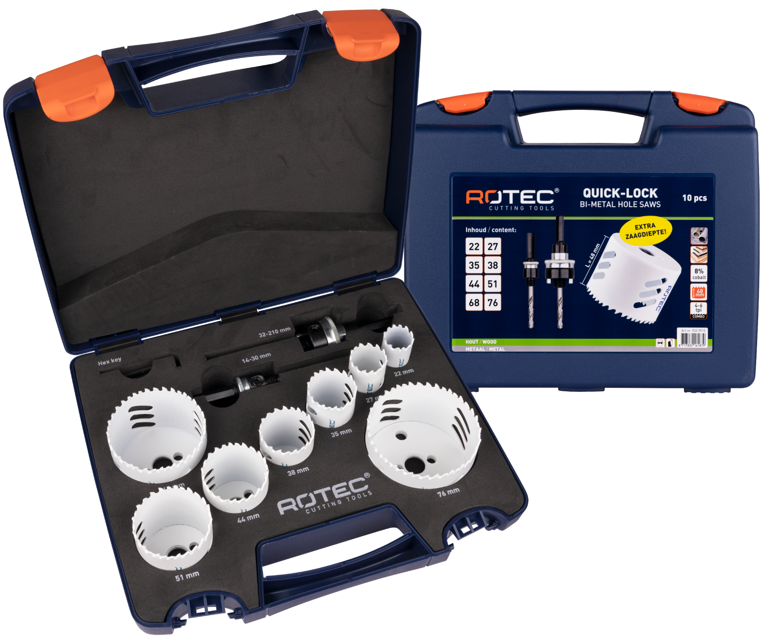 Rotec 10 delig Gatzagenset type '533 - Electricien' met Quick-Lock