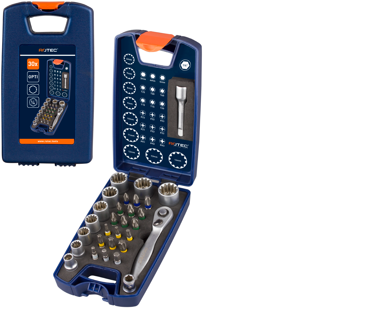 Rotec Bit- en dopsleutel-set bits PH-PZ-T-SW 30-delig