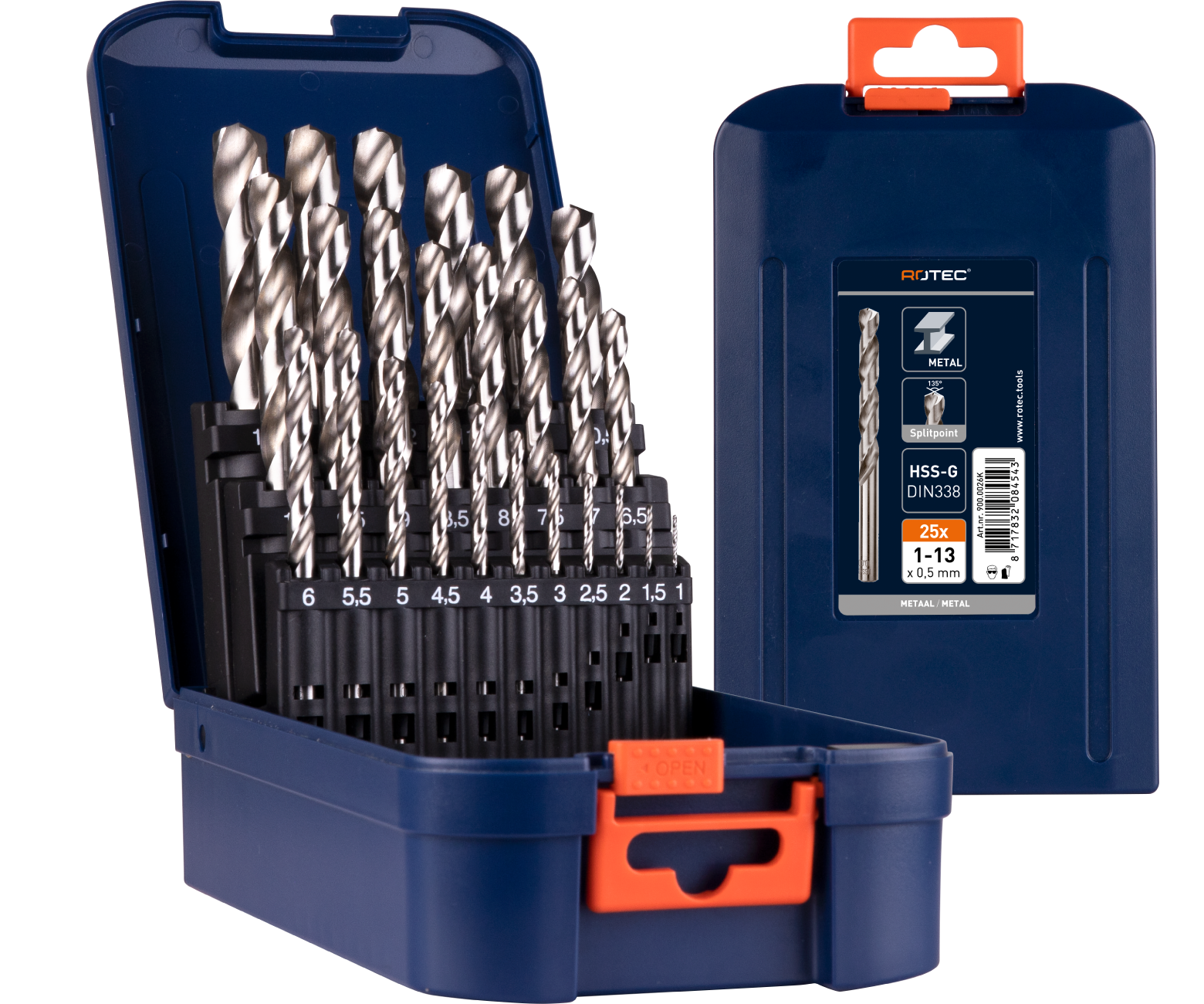 Rotec 25-delig Spiraalborenset HSS-G type '105' in ABS-cassette