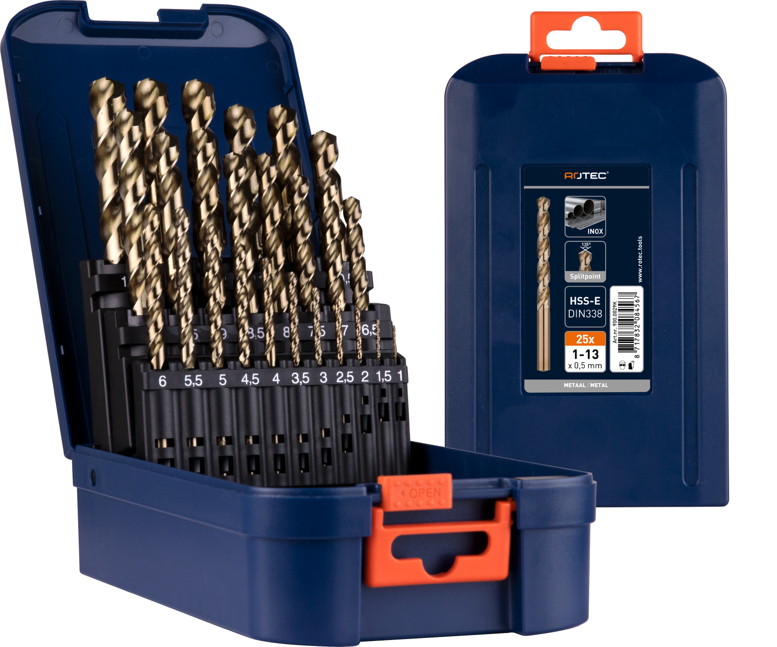 Rotec 25 delig spiraalborenset type '111' in ABS-cassette