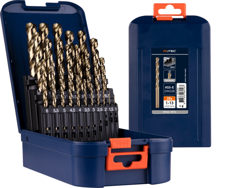 Rotec 25 delig spiraalborenset type '111' in ABS-cassette