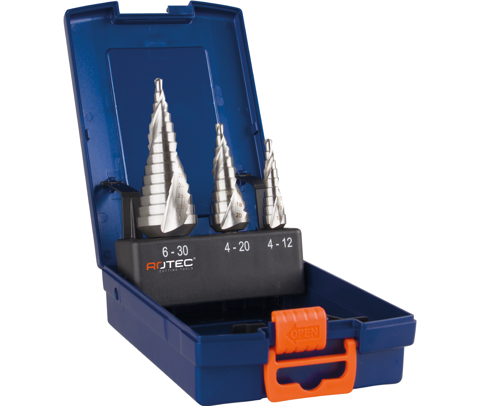 Rotec 3-delig stappenborenset type '425' in ABS-cassette