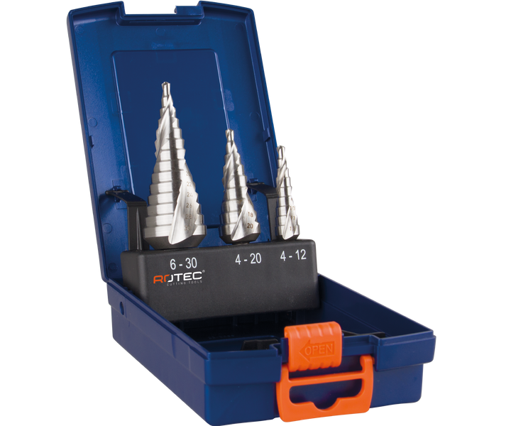 Rotec 3-delig stappenborenset type '425' in ABS-cassette