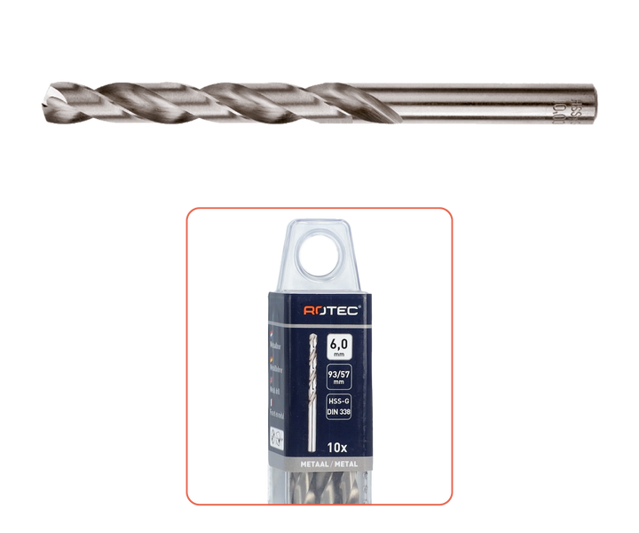 hss-g spiraalboor type 105 diam 6,0 mm in box (10 stuks)