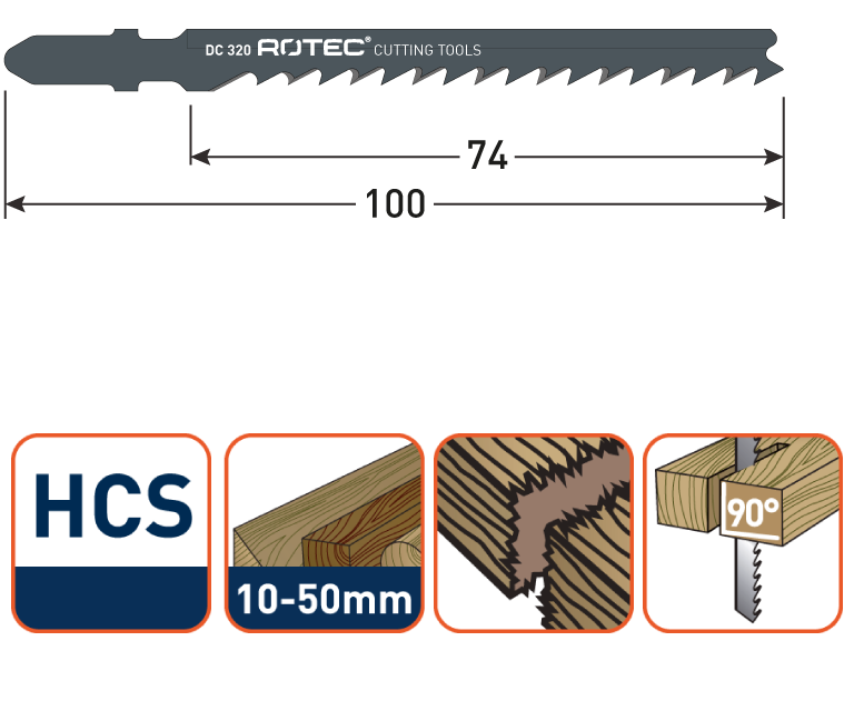 Rotec decoupeerzaagblad hout DC320 (5 stuks)