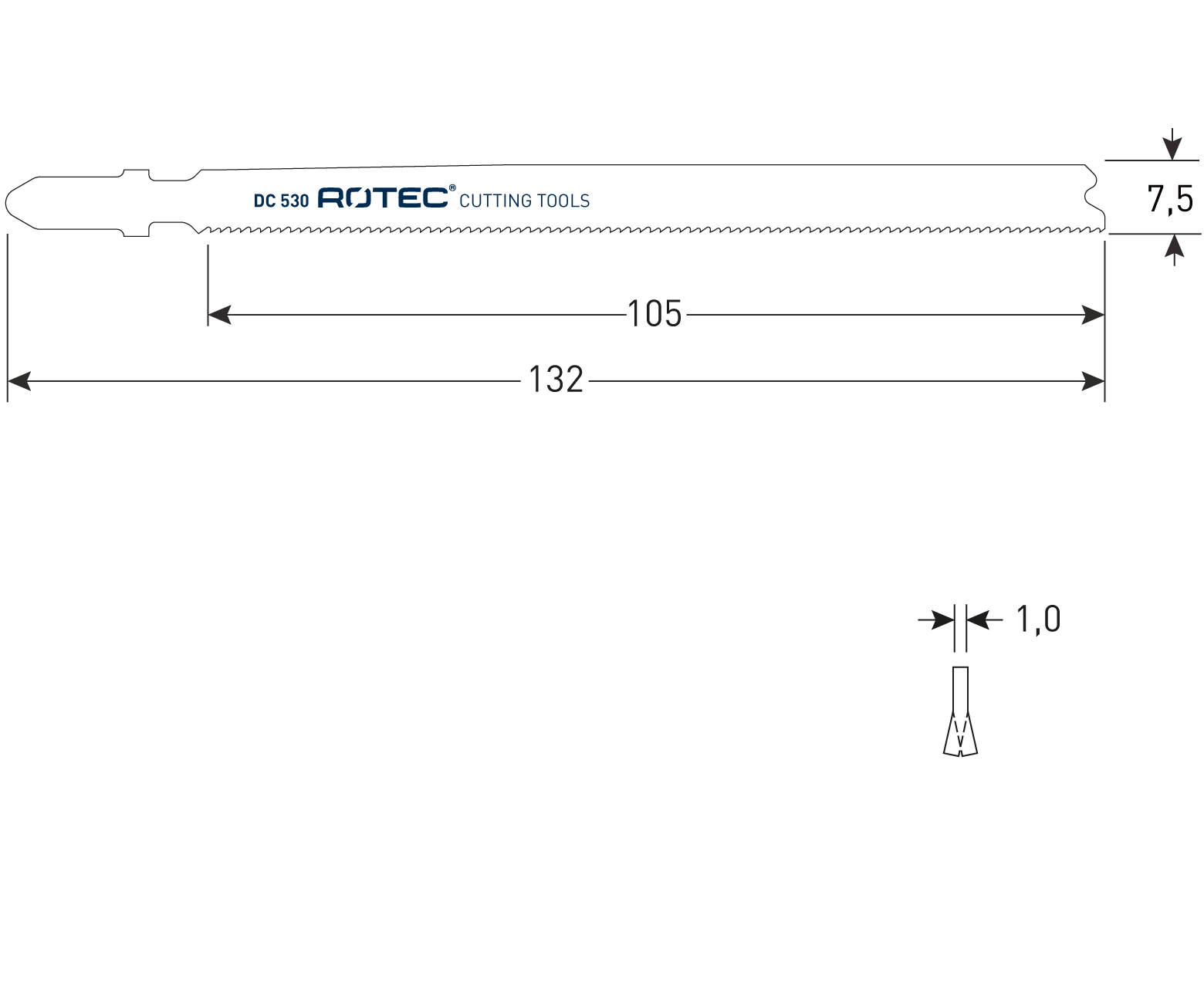 Rotec decoupeerzaagblad DC530 metaal (5 stuks)