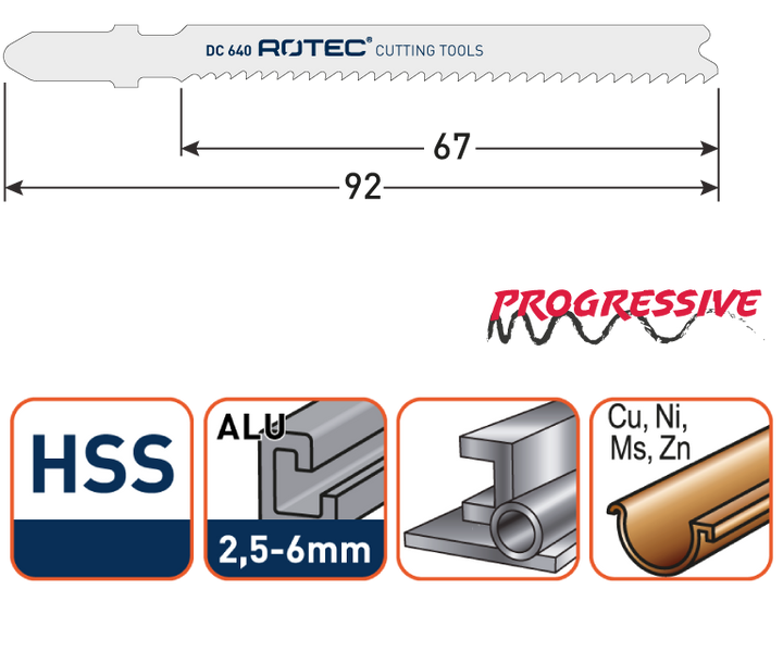 Rotec decoupeerzaagblad metaal DC640 (5 stuks)