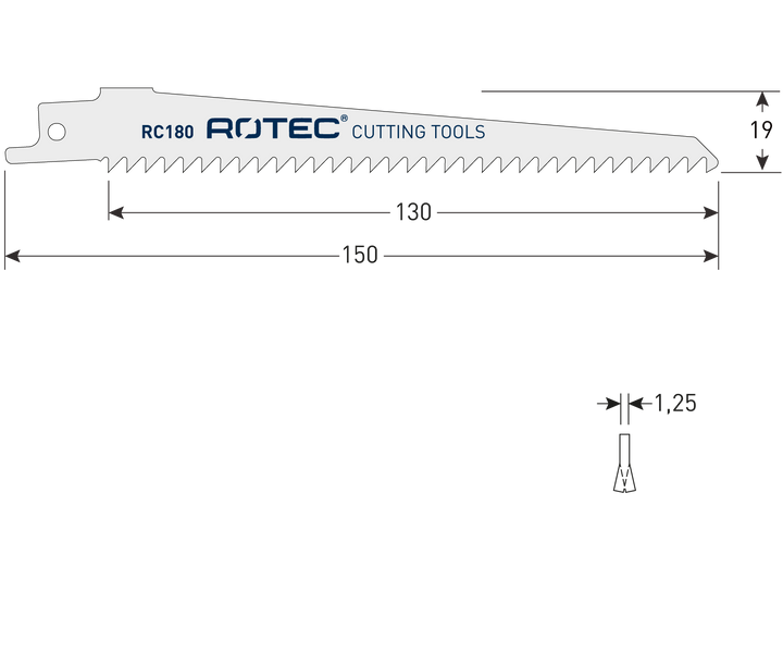 Rotec reciprozaagblad RC180 hout (5 stuks)