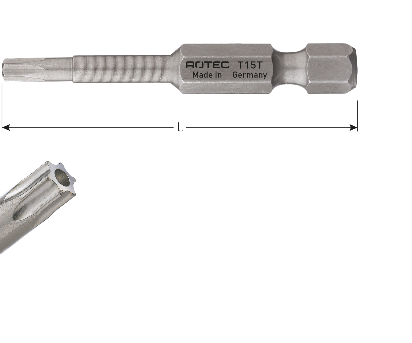 Rotec schroefbit T-T, E6.3 T40Tx50 (2 stuks)