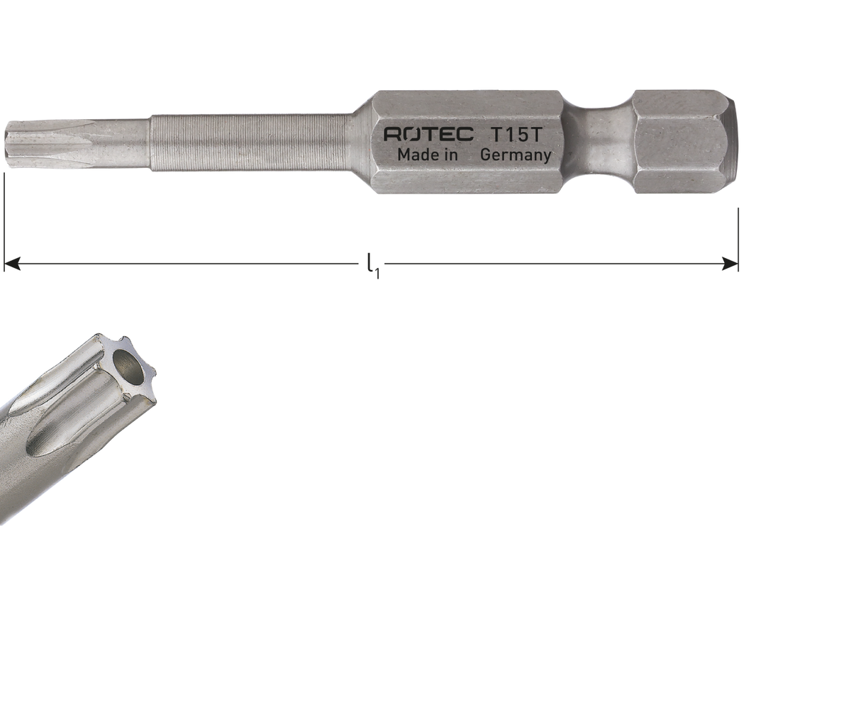 Rotec schroefbit T-T, E6.3 T10Tx50 (2 stuks)